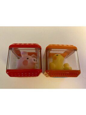 VTG 2 Fisher Price Peek-a-Blocks Replacements Pink Pig and Ducks Farm Sensory